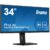 34”/86,4cm (3440×1440) iiyama 34W LCD Business UWQHD IPS 21:9 4ms HDMI DisplayPort USB 3.0 Height Adj. Stand Speaker